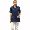 651 Ladies Zip Front Tunic White/Navy trim..