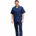 637 Mens Stud Front Tunic Navy/White Trim