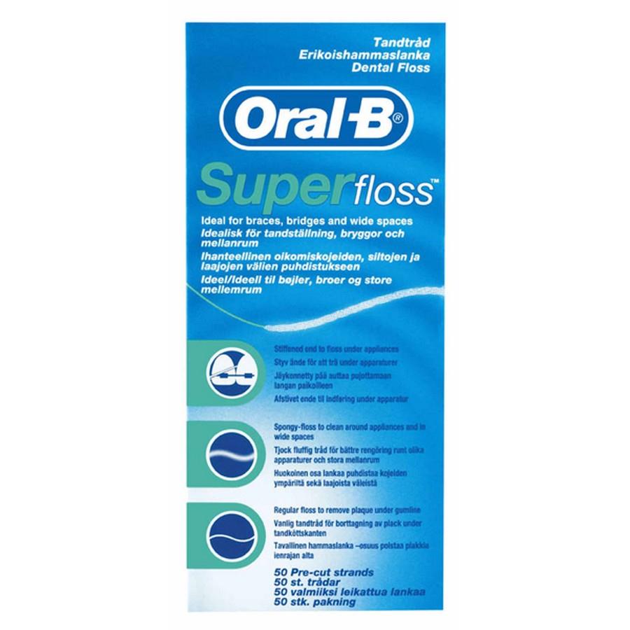 12 x Oral-B Super Floss Pre-cut Strands for Cleaning Brace/Bridge,  Stiffened End
